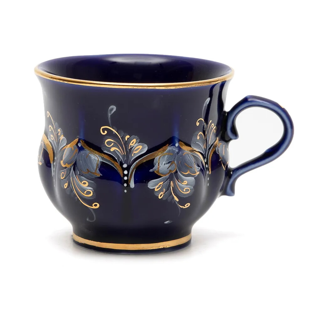 Кружка "Нежность" глухой кобальт в золоте объем 210 мл.
