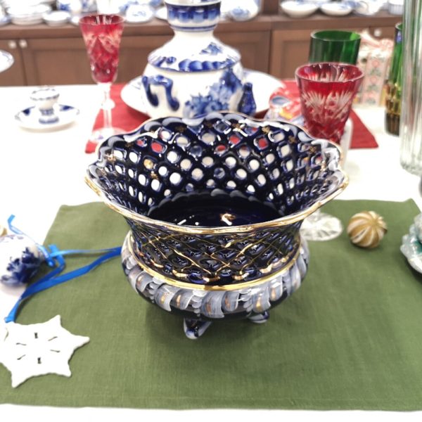 Фруктовница Татьяна кобальт краски золото