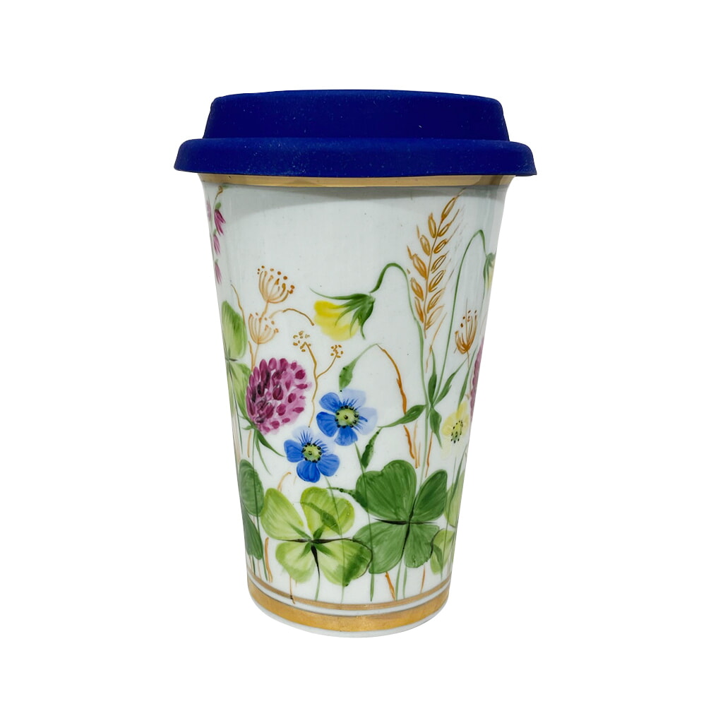 Авторский кофейный стаканчик с силиконовой крышкой "Клевер" объем 420 мл.