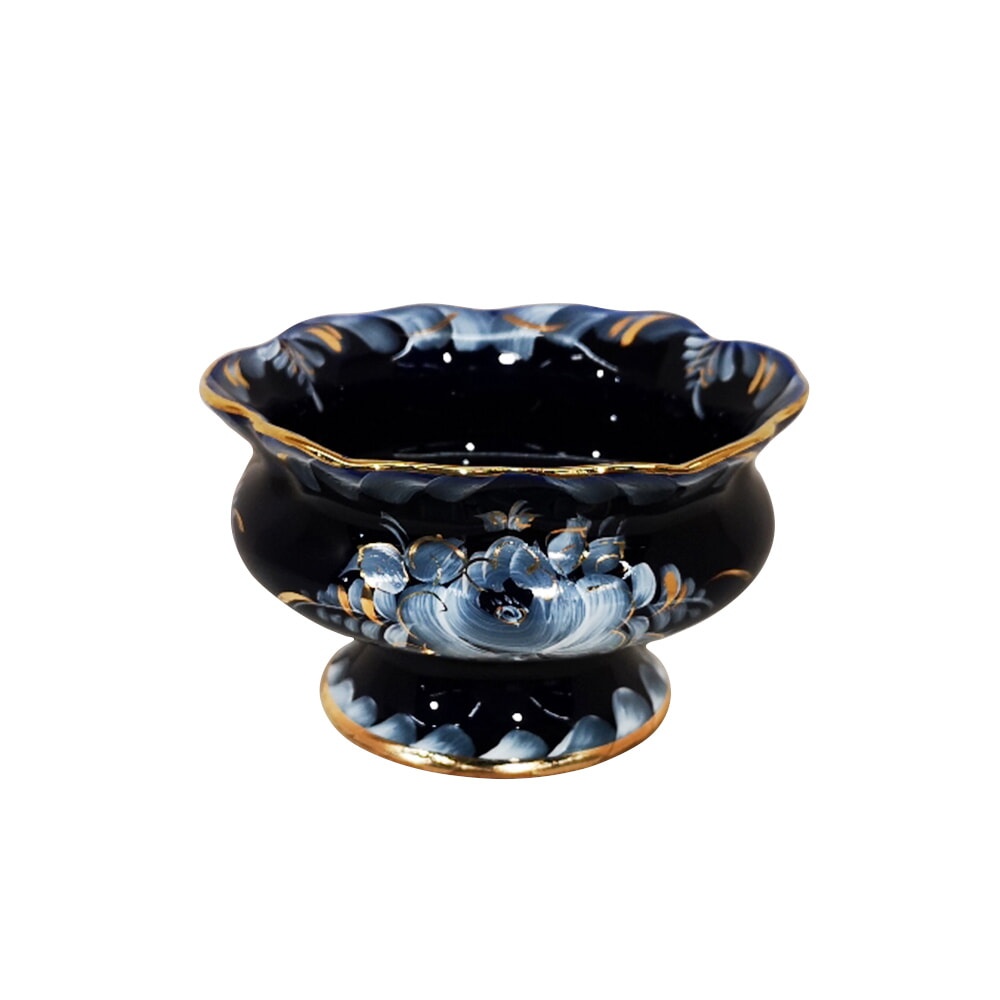 Ваза для варенья Идиллия кобальт краски золото объем 310 мл.