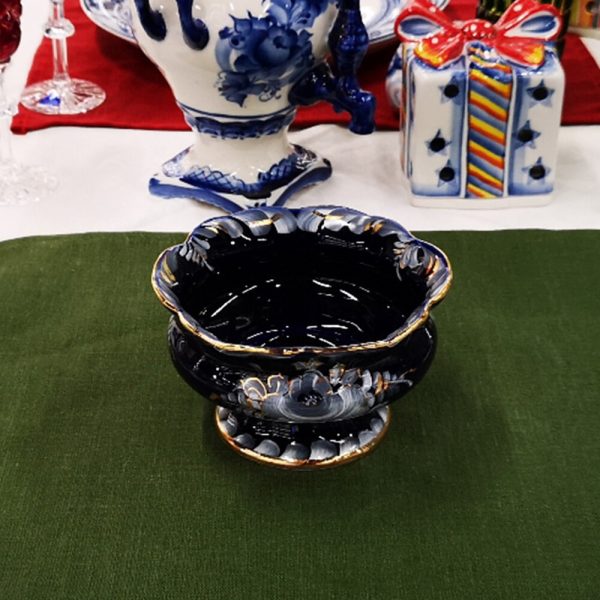 Ваза для варенья Идиллия кобальт краски золото объем 310 мл.