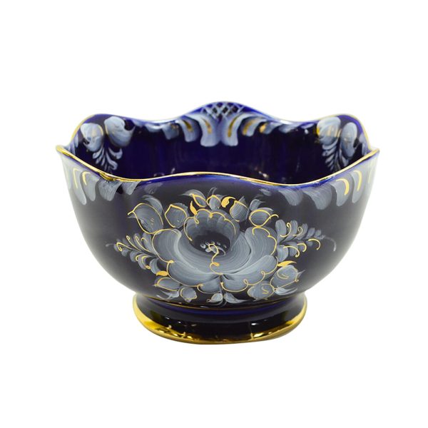 Салатник Лилия кобальт краски золото объем 1300 мл.
