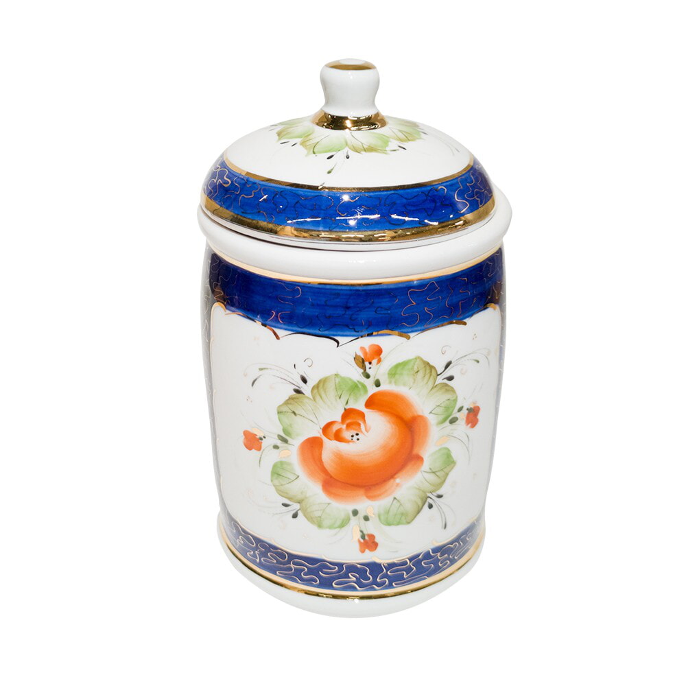 Банка Цветок (надглазурная роспись) объем 790 мл.