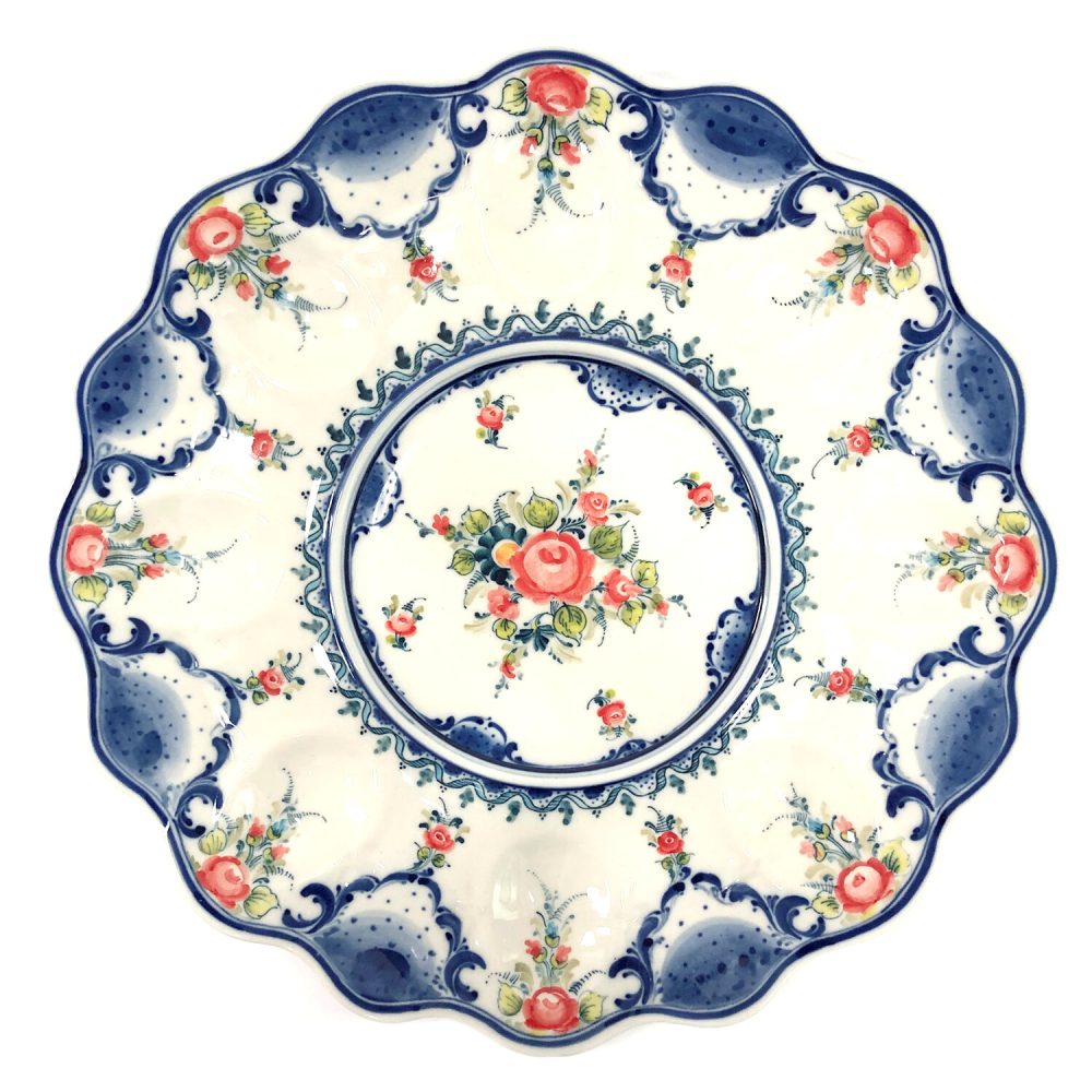 Тарелка для яиц (подглазурная цветная роспись) диаметр 27 см.