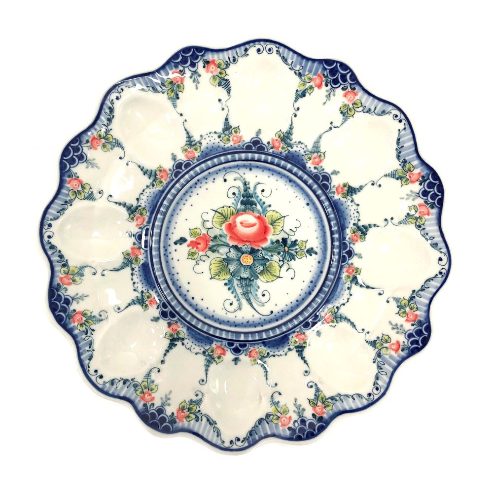 Тарелка для яиц (подглазурные цветные краски) диаметр 27 см.