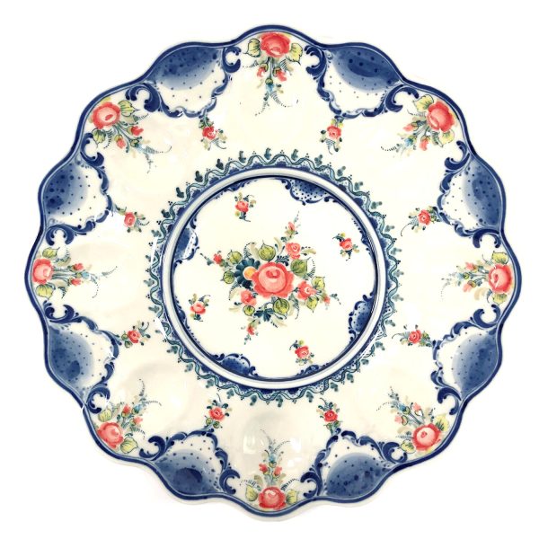 Тарелка для яиц (подглазурная цветная роспись) диаметр 27 см.