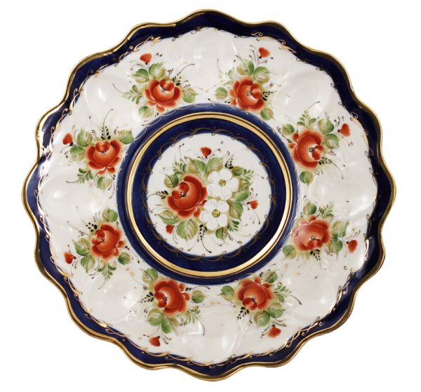 Тарелка для яиц (надглазурная роспись) диаметр 27 см.