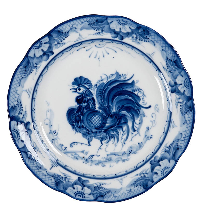 Тарелка мелкая закусочная Дубок "Петух" диаметр 24 см.