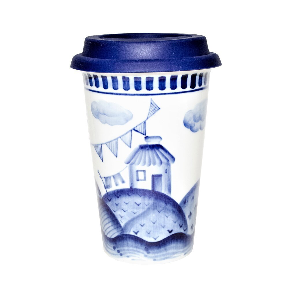 Авторский кофейный стаканчик с силиконовой крышкой №40 объем 400 мл.