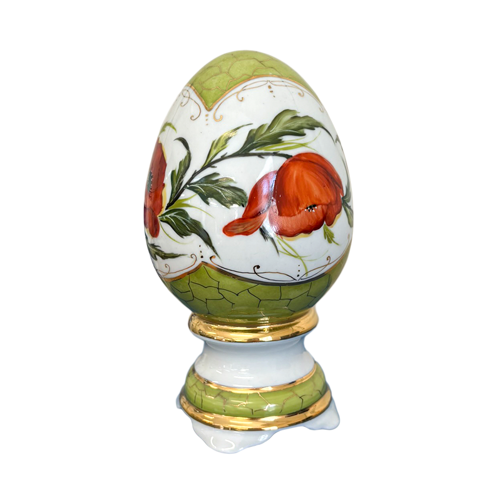 Яйцо малое Подарочное в росписи Устюхиной с маками