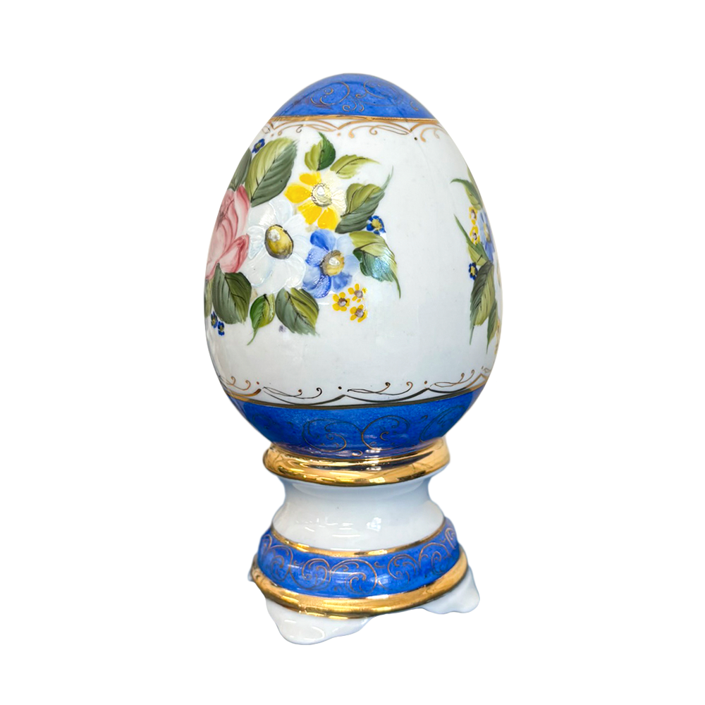 Яйцо малое Подарочное в цветной надглазурной росписи Устюхиной