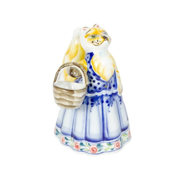 Скульптура Лиса с корзинкой (подглазурные цветные краски
