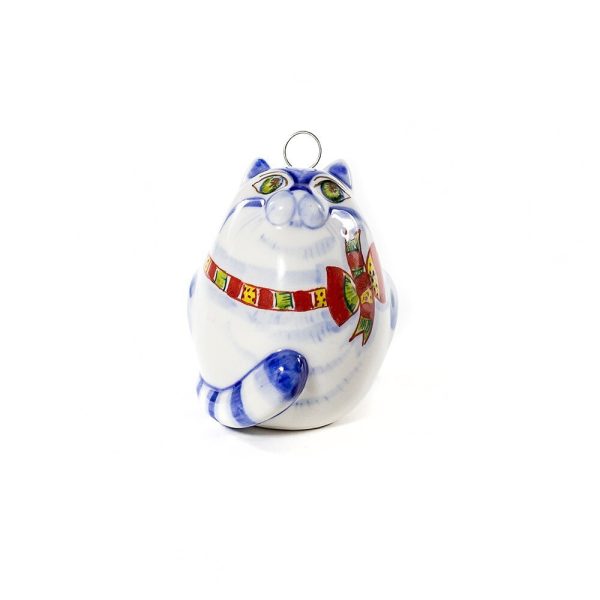 Елочная игрушка Котик (подглазурная цветная роспись)